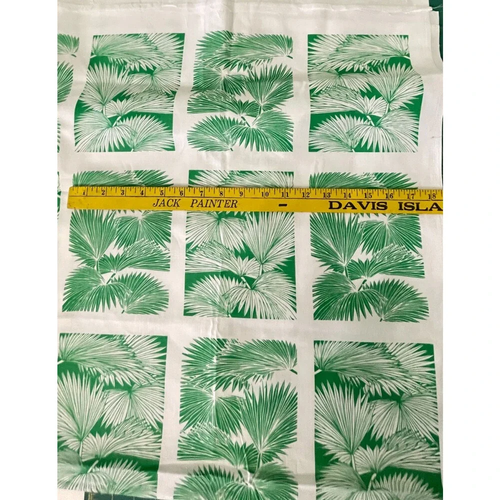 Vtg 1991 Sig Zane Hilo Hawaii Fabric Loulu Green White Palm Frond Tropical 1 Yd